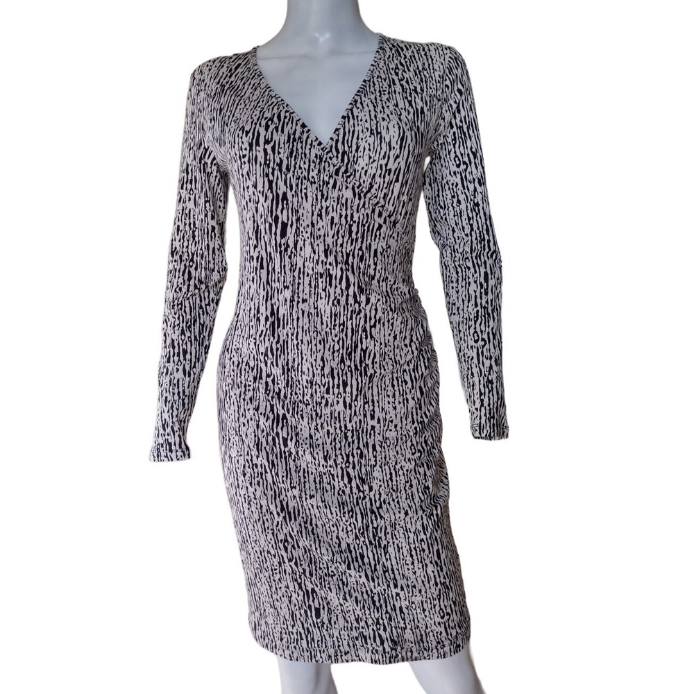 Banana Republic Dress Woman's S Petite Striped Zebra‎ Long Sleeve Sheath Stretch
